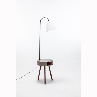 Rubberwood Lamp with Steel...