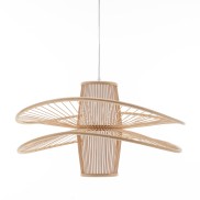 Natural Hand-Woven Bamboo Double Wide Brim Pendant Lamp