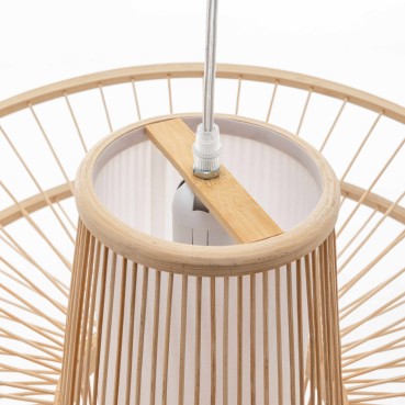 Natural Hand-Woven Bamboo Double Wide Brim Pendant Lamp