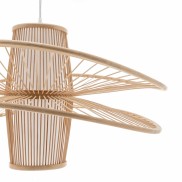 Natural Hand-Woven Bamboo Double Wide Brim Pendant Lamp