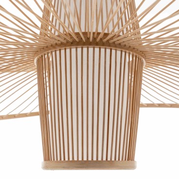 Natural Hand-Woven Bamboo Double Wide Brim Pendant Lamp
