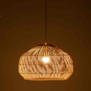 Natural Hand-Woven Bamboo Cage Pendant Lamp