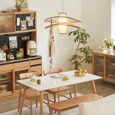 Natural Hand-Woven Bamboo Double Wide Brim Pendant Lamp