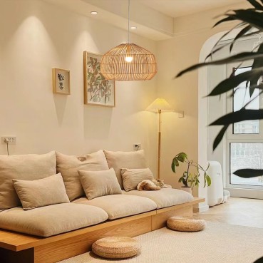 Natural Hand-Woven Bamboo Cage Pendant Lamp