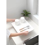 Hard Diatomite Kitchen Dish Drying Mat  (Lines) - Off White