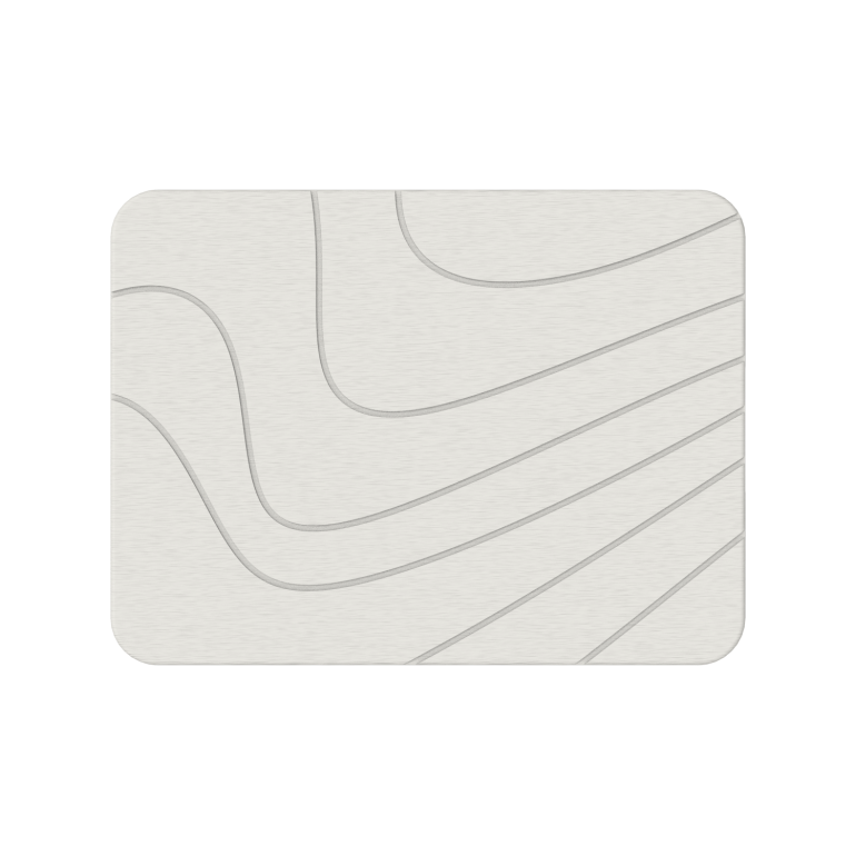Hard Diatomite Kitchen Dish Drying Mat  (Lines) - Off White