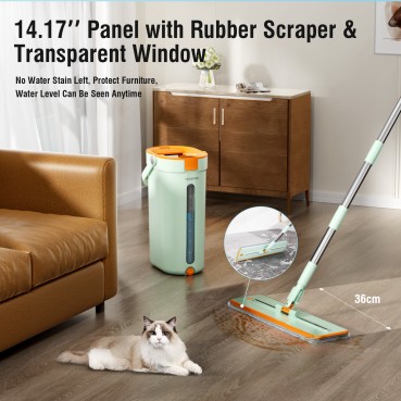 Mop and Bucket Set with Clean and Dirty Water Separation - Light Green