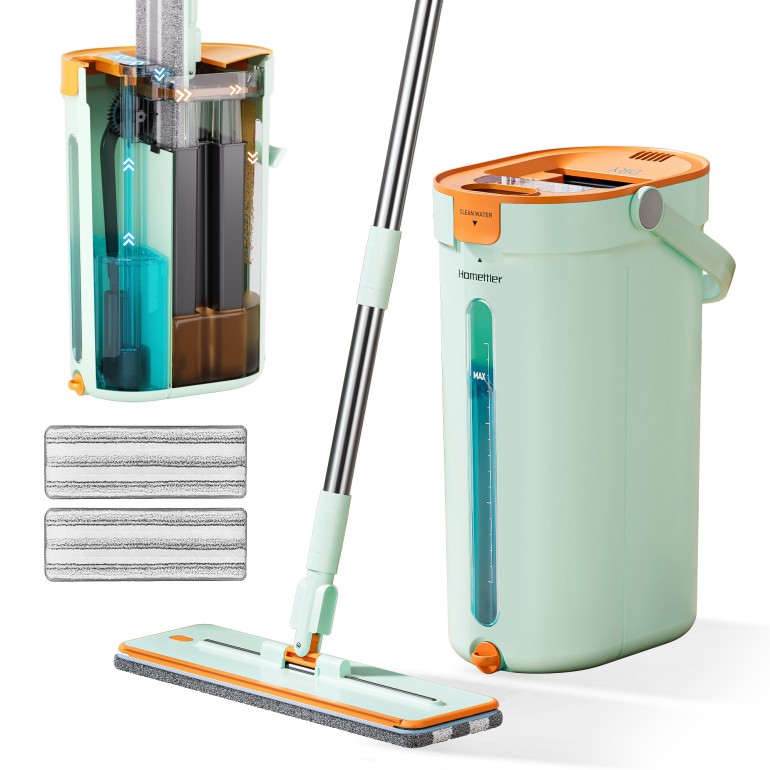 Mop and Bucket Set with Clean and Dirty Water Separation - Light Green