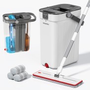 Mop and Bucket Set with Clean and Dirty Water Separation - White