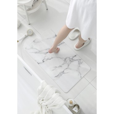 Hard Diatomite 76.2cm Bath Mat (Marble Print) - Off White