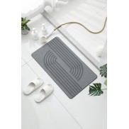 Hard Diatomite 76.2cm Bath Mat (Engraved Curves and Lines) - Dark Grey