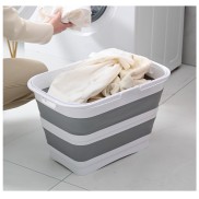 26L Foldable Laundry Basket with Handle and Foldable Stand - Grey/White
