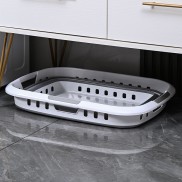 45L Foldable Laundry Washing Basket with 3x Hand Holders and Air-holes - Grey/White