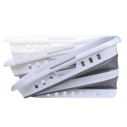 45L Foldable Laundry Washing Basket with 3x Hand Holders and Air-holes - Grey/White