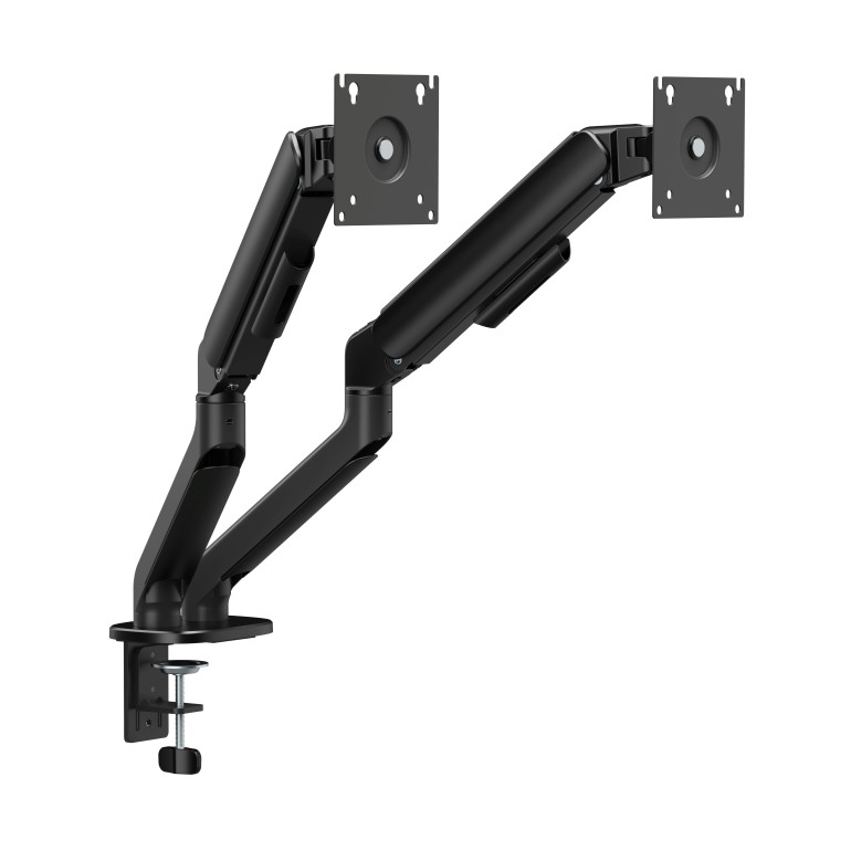 Gas Spring Dual Screen Monitor Arm for 17”-32” Monitors - Matte Black
