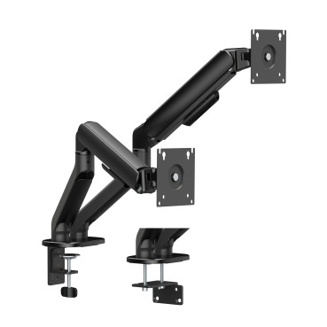 Gas Spring Dual Screen Monitor Arm for 17”-32” Monitors - Matte Black