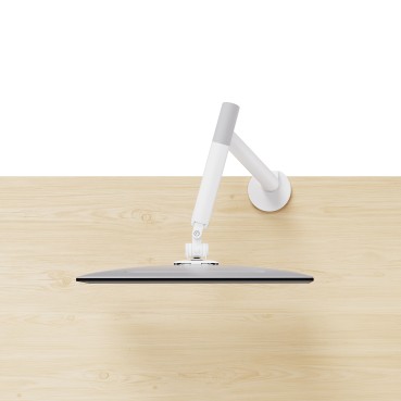 Heavy Duty Gas Spring Single Screen Monitor Arm for 17”-49” Monitors - Fine Texture White