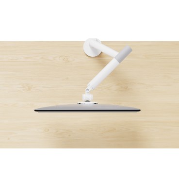 Heavy Duty Gas Spring Single Screen Monitor Arm for 17”-49” Monitors - Fine Texture White
