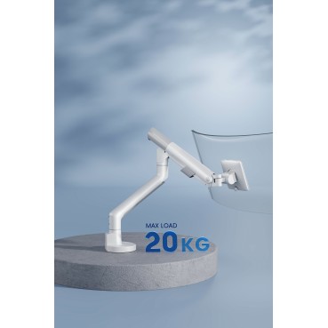 Heavy Duty Gas Spring Single Screen Monitor Arm for 17”-49” Monitors - Fine Texture White