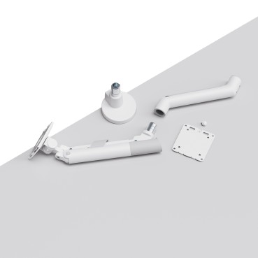 Heavy Duty Gas Spring Single Screen Monitor Arm for 17”-49” Monitors - Fine Texture White