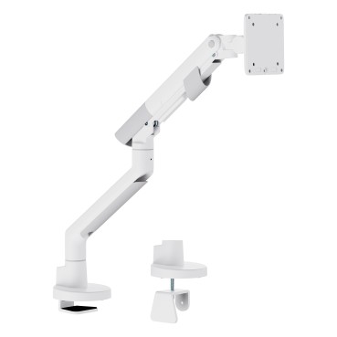Heavy Duty Gas Spring Single Screen Monitor Arm for 17”-49” Monitors - Fine Texture White