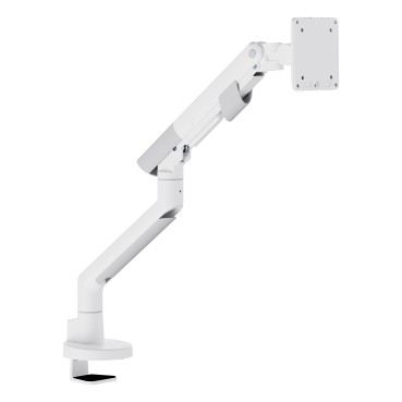 Heavy Duty Gas Spring Single Screen Monitor Arm for 17”-49” Monitors - Fine Texture White
