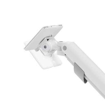 Heavy Duty Gas Spring Single Screen Monitor Arm for 17”-49” Monitors - Fine Texture White