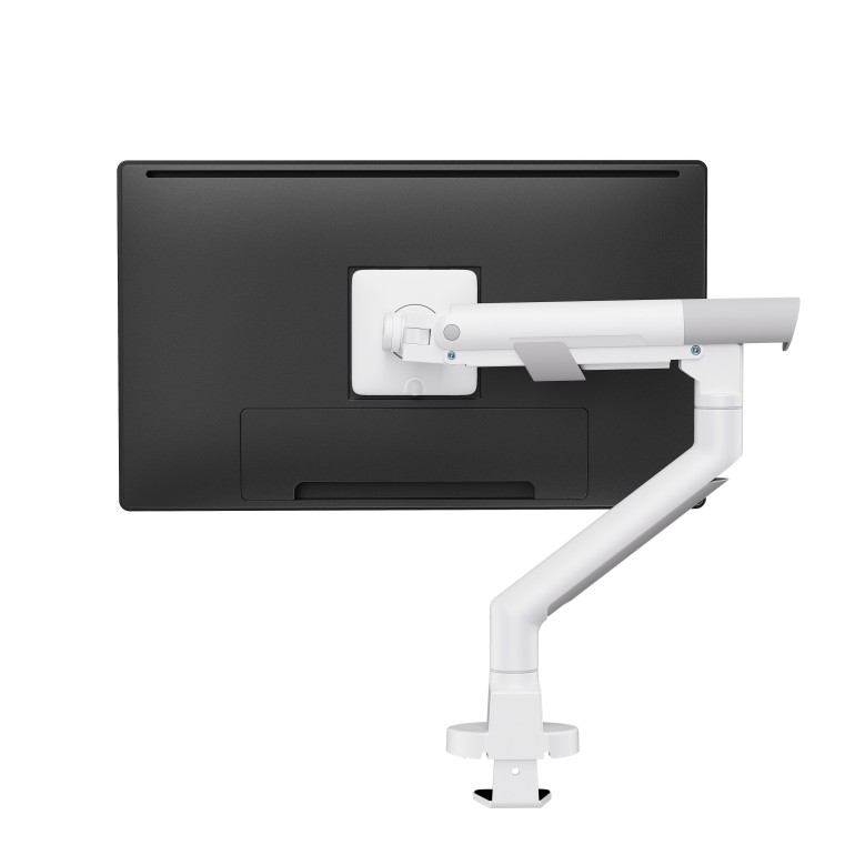 Heavy Duty Gas Spring Single Screen Monitor Arm for 17”-49” Monitors - Fine Texture White