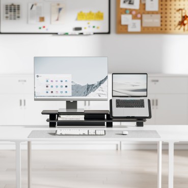 106cm 2-layer Clamp-On Monitor & Laptop Riser with Height-Adjustable Laptop Riser