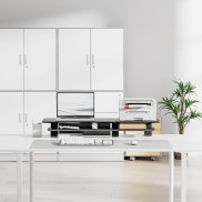 106cm 2-layer Clamp-On Monitor & Laptop Riser with Height-Adjustable Laptop Riser