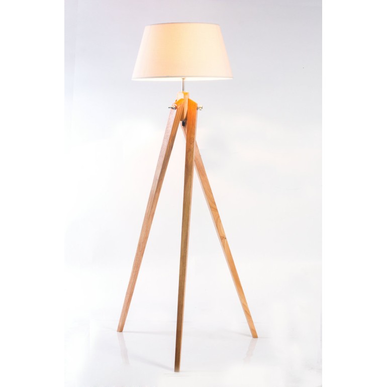 Natural Twist Tripod Floor Lamp with White Shade